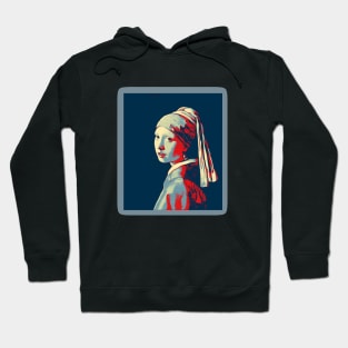 Girl with a Pearl Earring  Painting by Johannes Vermeer - Obama colors Hoodie